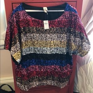 Gap multi colored sequin short sleeve top! NWT